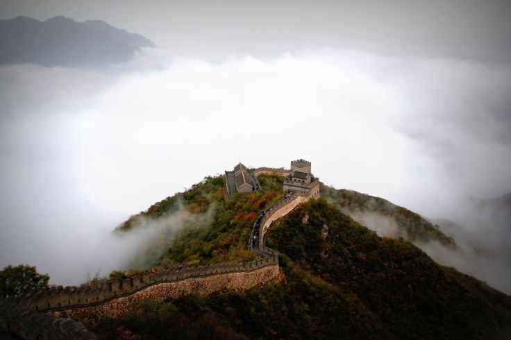 mountains clouds historical great wall of china
